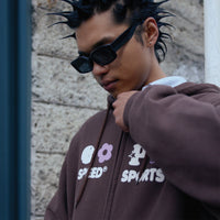 Pawa Speed Sports Multi Monogram Zip Hoodie in brown, close-up detail shot, Season 5